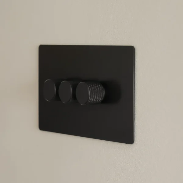 3 gang black steel zigbee dimmer switch