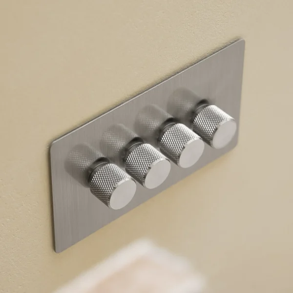 4 gang brushed steel dimmer switch